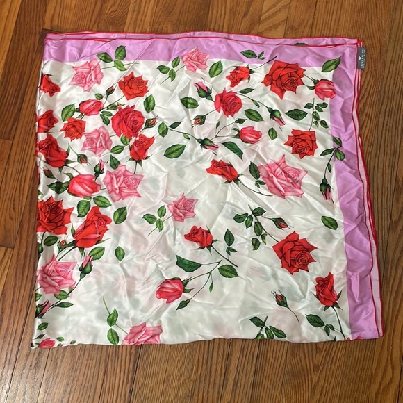 Vintage Seidenmann Andreas Hurr Handmade 100% Silk Scarf Roses wrap - Picture 1 of 8
